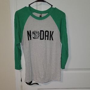 Next Level Apparel Green and Gray Long Sleeve Tee